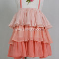 High quality embroidered chiffon fabric ruffle dress